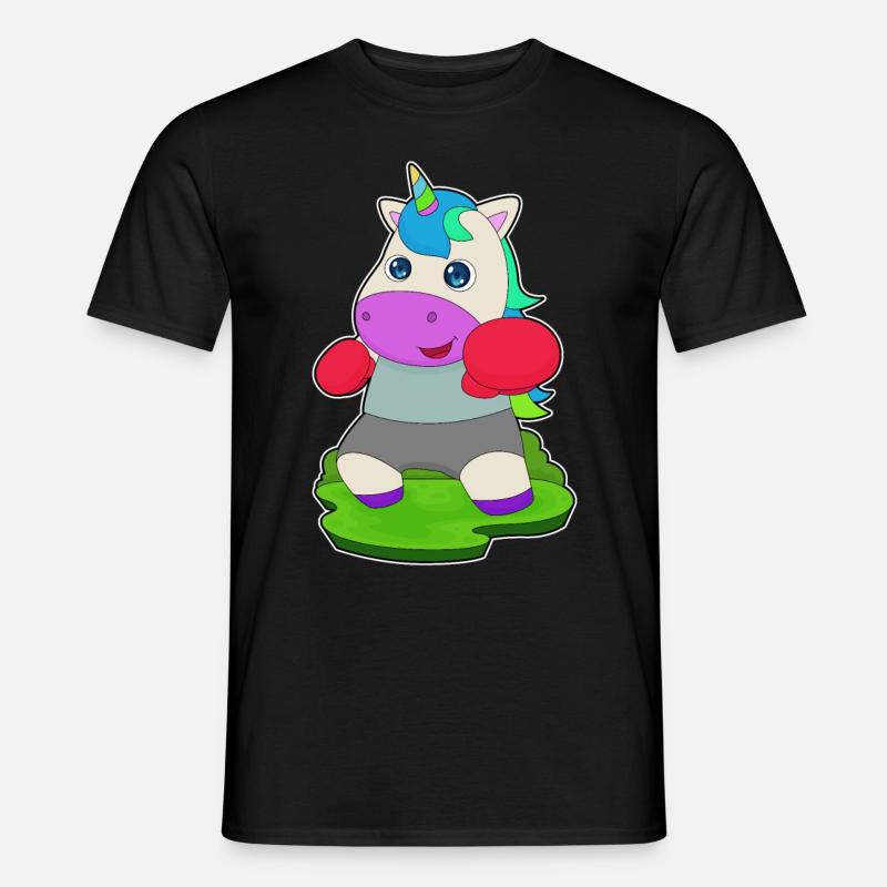 Einhorn Boxer Boxhandschuhe Boxen - Männer T-Shirt - Schwarz