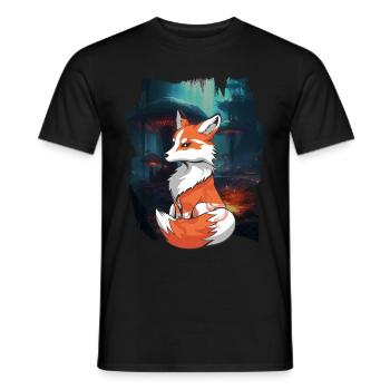 Fox Foxes Nature Fairy Tale Mountain Nature Lover - Men's T-Shirt - black - Front - AI Model Male 178 light (178cm)