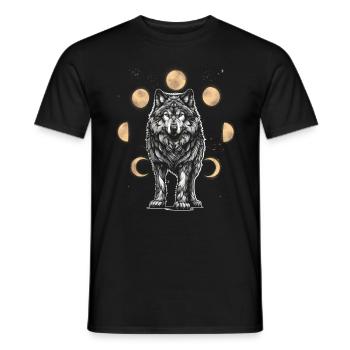Wolf Wölfe Mondphase Mondphasen spirituell - Männer T-Shirt - Schwarz - Vorne - AI Model Male 178 light (178cm)