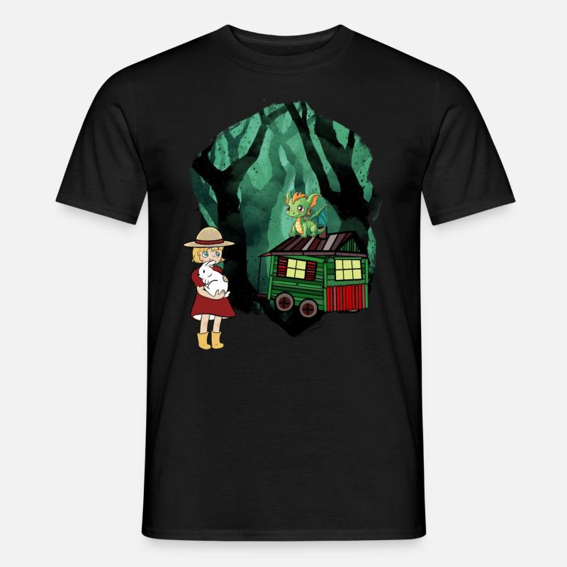 Märchen Märchenfigur Drache Wald Abenteuer - Männer T-Shirt - Schwarz