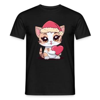 Weihnachtsmann Nikolaus Katze Katzen Kinder - Männer T-Shirt - Schwarz - Vorne - AI Model Male 178 light (178cm)