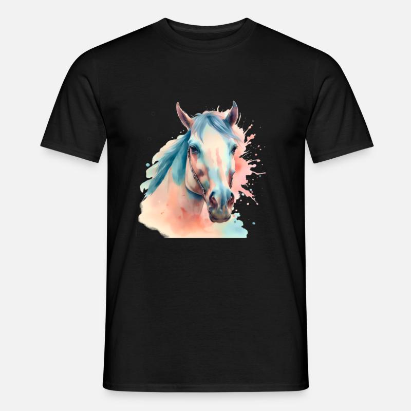 Pferd Pferde Pferdekopf - Männer T-Shirt - Schwarz