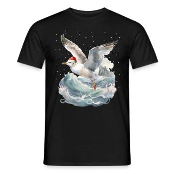Christmas Maritime Santa Claus Seagull Seagulls Xmas - Men's T-Shirt - black - Front - AI Model Male 178 light (178cm)