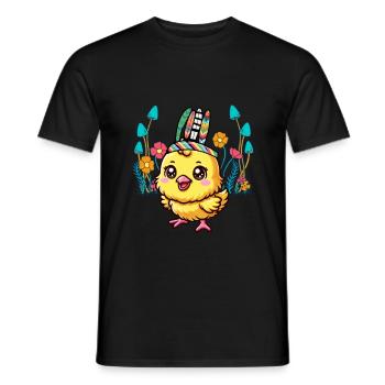 Hippie Chicken Chick Hippies Kids Child Easter - Men's T-Shirt - black - Front - AI Model Male 178 light (178cm)