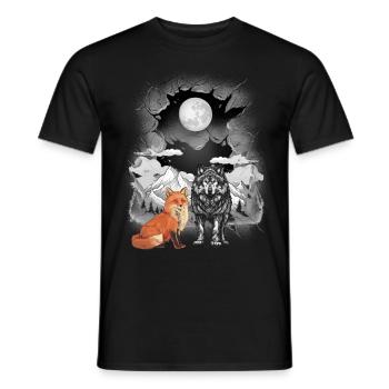 Gebirge Natur Wölfe Wölfe Fuchs Füchse Berge Mond - Männer T-Shirt - Schwarz - Vorne - AI Model Male 178 light (178cm)
