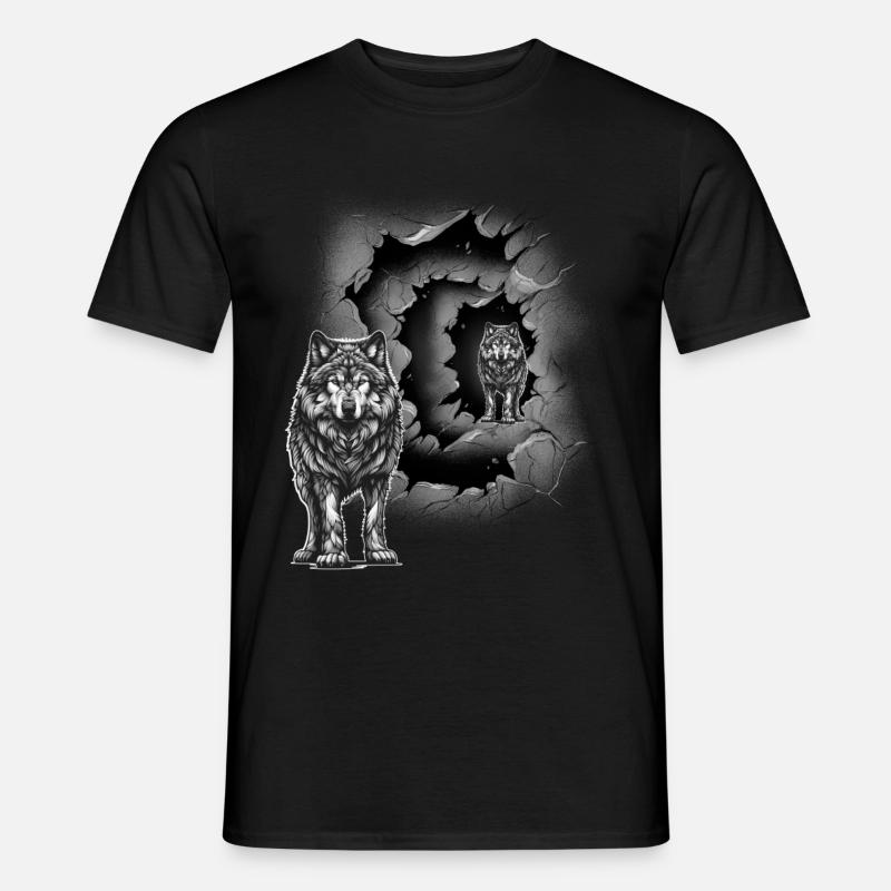 Wolf - Männer T-Shirt - Schwarz