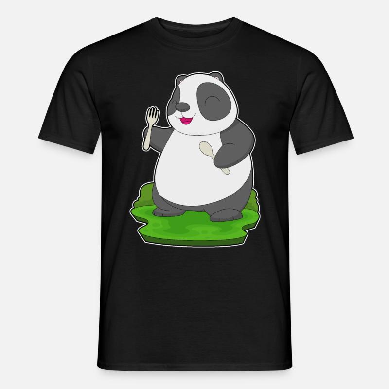 Panda Spoon Fork - Men's T-Shirt - black