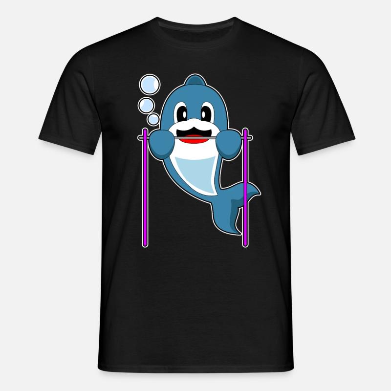 Dolphin Bodybuilder Pull-ups - Men's T-Shirt - black