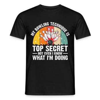 kegel bowlingbahnen abräumenauch kegeln - Männer T-Shirt - Schwarz - Vorne - AI Model Male 178 light (178cm)