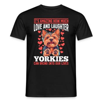 Yorkshire Terrier Propriétaire d’un chien Yorkie - T-shirt homme - noir - Devant - AI Model Male 178 light (178cm)