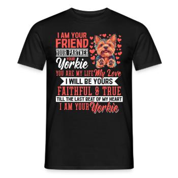 Yorkshire Terrier Propriétaire d’un chien Yorkie - T-shirt homme - noir - Devant - AI Model Male 178 light (178cm)