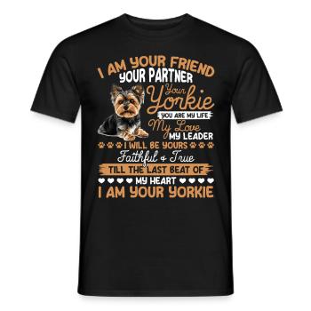 Yorkshire Terrier Propriétaire d’un chien Yorkie - T-shirt homme - noir - Devant - AI Model Male 178 light (178cm)
