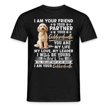 Propriétaire de chien Goldendoodle - T-shirt homme - noir - Devant - AI Model Male 178 light (178cm)
