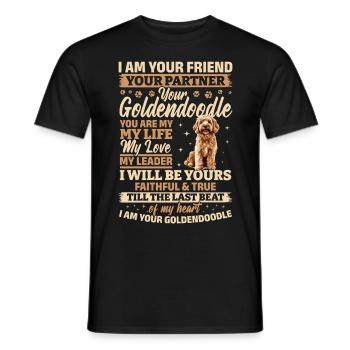 Propriétaire de chien Goldendoodle - T-shirt homme - noir - Devant - AI Model Male 178 light (178cm)