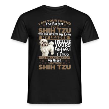 Propriétaire de chien Shih Tzu - T-shirt homme - noir - Devant - AI Model Male 178 light (178cm)