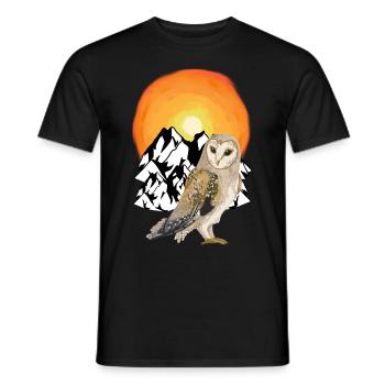 Mountain Owl Nature Wilderness Sunset - Men's T-Shirt - black - Front - AI Model Male 178 light (178cm)