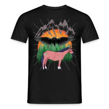 Shamans Horse Horses - Men's T-Shirt - black - Front - AI Model Male 178 light (178cm)
