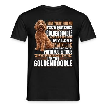 Propriétaire de chien Goldendoodle - T-shirt homme - noir - Devant - AI Model Male 178 light (178cm)