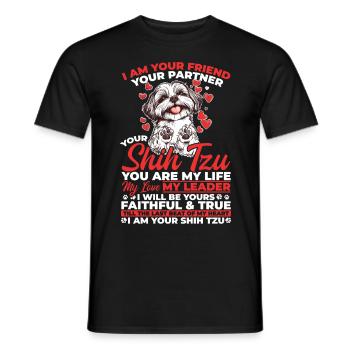 Propriétaire de chien Shih Tzu - T-shirt homme - noir - Devant - AI Model Male 178 light (178cm)
