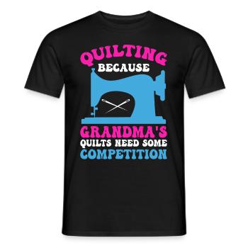 Machine à coudre Couette Couette Mamie Quilter Couture - T-shirt homme - noir - Devant - AI Model Male 178 light (178cm)