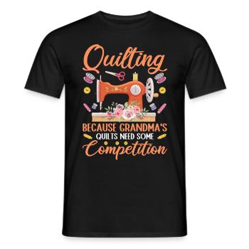 Machine à coudre Couette Couette Mamie Quilter Couture - T-shirt homme - noir - Devant - AI Model Male 178 light (178cm)