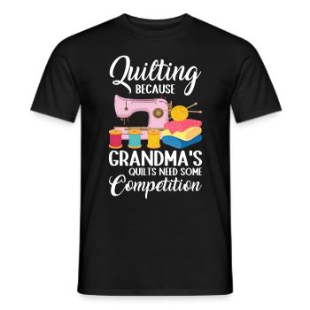 Machine à coudre Couette Couette Mamie Quilter Couture - T-shirt homme - noir - Devant - AI Model Male 178 light (178cm)