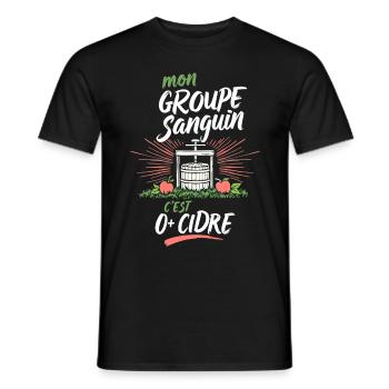 Mon Groupe Sanguin Cidre Humour - T-shirt homme - noir - Devant - AI Model Male 178 light (178cm)