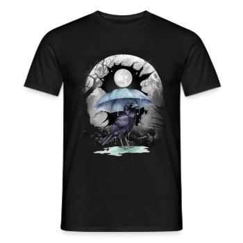Halloween, oiseau, corbeau, corbeau, corbeau, forêt, lune - T-shirt homme - noir - Devant - AI Model Male 178 light (178cm)