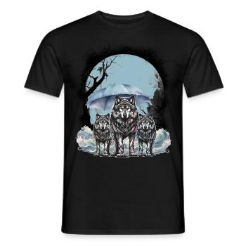 mystisch Wölfe Wolf Rudel Husky Hunde Hund - Männer T-Shirt - Schwarz - Vorne - AI Model Male 178 light (178cm)