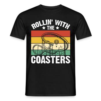 Roller Coaster Track Roller Coaster Lovers Völker - Men's T-Shirt - black - Front - AI Model Male 178 light (178cm)