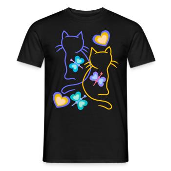 Chats, Chat, Printemps, Papillons, Enfants, Enfant - T-shirt homme - noir - Devant - AI Model Male 178 light (178cm)