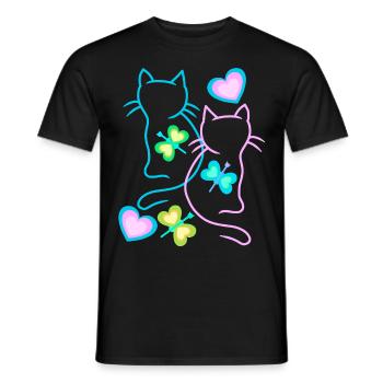 Katzen Sommer Kind Kinder Kätzchen Retro 80er - Männer T-Shirt - Schwarz - Vorne - AI Model Male 178 light (178cm)