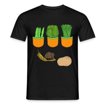 Snail Garden Gardener Vegetables Beans Spinach Leeks - Men's T-Shirt - black - Front - AI Model Male 178 light (178cm)