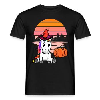 Halloween Octobre Citrouille Licorne Cheval Enfants - T-shirt homme - noir - Devant - AI Model Male 178 light (178cm)
