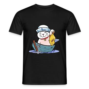maritim Katze witzig Fischer Fisch Kinder Seemann - Männer T-Shirt - Schwarz - Vorne - AI Model Male 178 light (178cm)