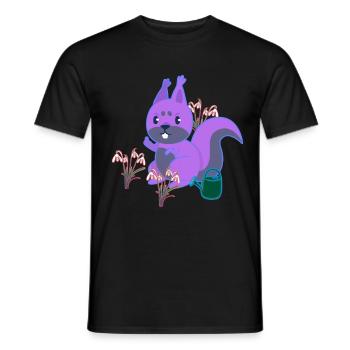 Squirrel Spring Flowers Gardening Flowers - Men's T-Shirt - black - Front - AI Model Male 178 light (178cm)