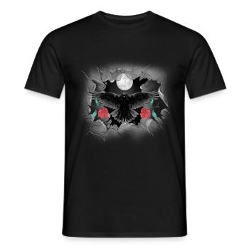 mystical crow roses crows ravens raven halloween - Men's T-Shirt - black - Front - AI Model Male 178 light (178cm)
