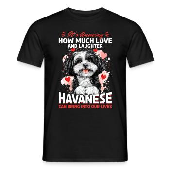 Mignon propriétaire de chien havanais - T-shirt homme - noir - Devant - AI Model Male 178 light (178cm)