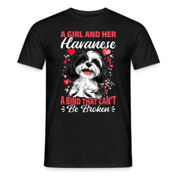 Mignon propriétaire de chien havanais - T-shirt homme - noir - Devant - AI Model Male 178 light (178cm)