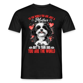 Mignon propriétaire de chien havanais - T-shirt homme - noir - Devant - AI Model Male 178 light (178cm)