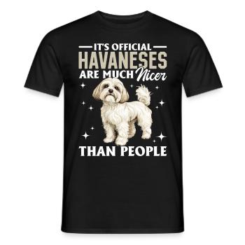 Mignon propriétaire de chien havanais - T-shirt homme - noir - Devant - AI Model Male 178 light (178cm)