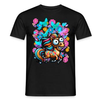 Horse Horses Spring Flowers Insects Children - Men's T-Shirt - black - Front - AI Model Male 178 light (178cm)
