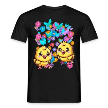 Happy Easter Flowers Chick Child Kids Baby Flower - Men's T-Shirt - black - Front - AI Model Male 178 light (178cm)
