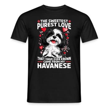 Mignon propriétaire de chien havanais - T-shirt homme - noir - Devant - AI Model Male 178 light (178cm)