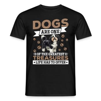 Mignon propriétaire de chien havanais - T-shirt homme - noir - Devant - AI Model Male 178 light (178cm)