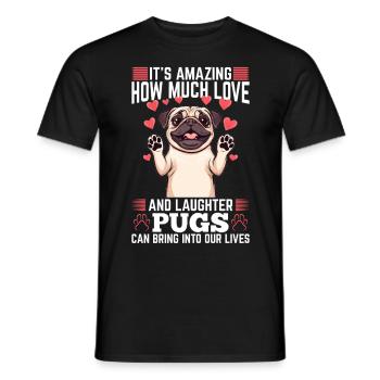 Mignon propriétaire de chien carlin - T-shirt homme - noir - Devant - AI Model Male 178 light (178cm)