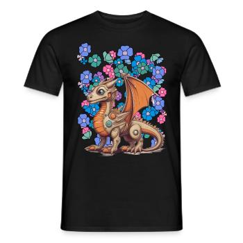 Dragon Dragon Enfant Enfants Fleurs D’été - T-shirt homme - noir - Devant - AI Model Male 178 light (178cm)