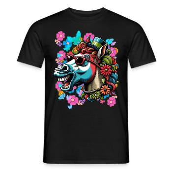 Printemps Eté Cheval Chevaux Cavalier Enfants - T-shirt homme - noir - Devant - AI Model Male 178 light (178cm)