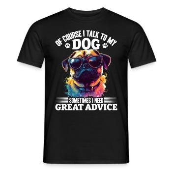 Mignon propriétaire de chien carlin - T-shirt homme - noir - Devant - AI Model Male 178 light (178cm)