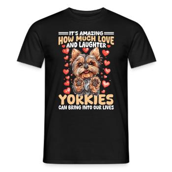 Yorkshire Terrier Propriétaire d’un chien Yorkie - T-shirt homme - noir - Devant - AI Model Male 178 light (178cm)